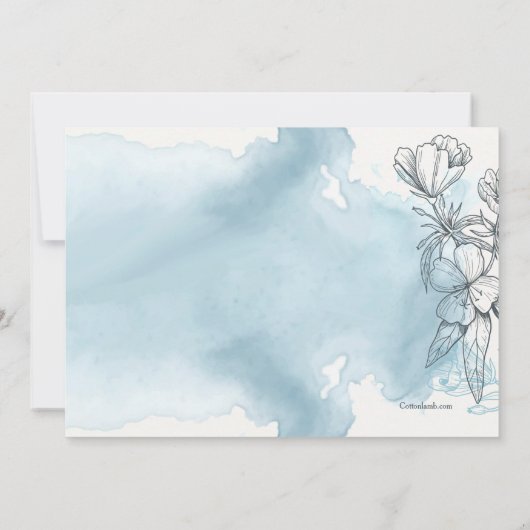 Invitation Florale Bleu Poudré (Dos)