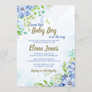 Invitation florale bleue de douche