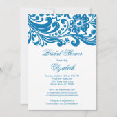 Invitation florale bleue de Fête de la mariée de (Devant)