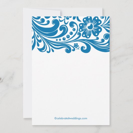 Invitation florale bleue de Fête de la mariée de (Dos)