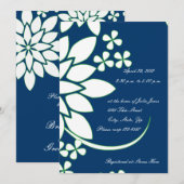 Invitation florale bleue et blanche de Fête de la (Devant / Derrière)