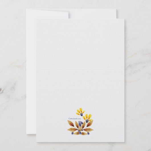 Invitation florale bleue et or (Dos)