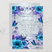 Invitation Florale Bleue Et Papillon (Devant / Derrière)