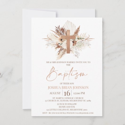 Invitation Florale Boho Beige Brown (Devant)
