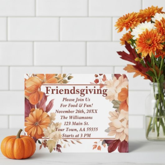 Invitation Florale Bourgogne moderne