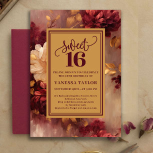Invitation Florale Bourguignonne Rose Classique po