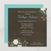 Invitation florale Brown à la mode de Fête de la (Devant / Derrière)