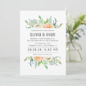 Invitation florale cadre vert pastel orange (Debout devant)