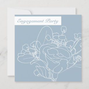 Invitation Florale Carrée (Bleu Diamant)