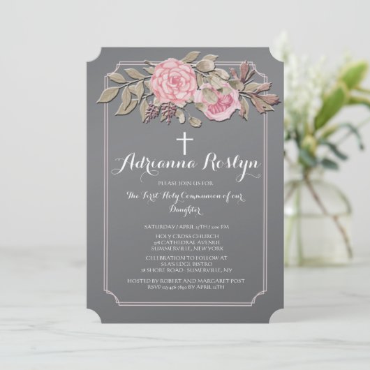 Invitation florale Chalkboard (Debout devant)