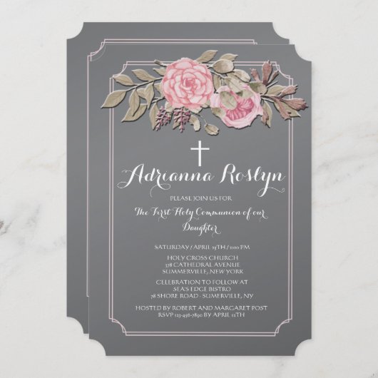 Invitation florale Chalkboard (Devant / Derrière)