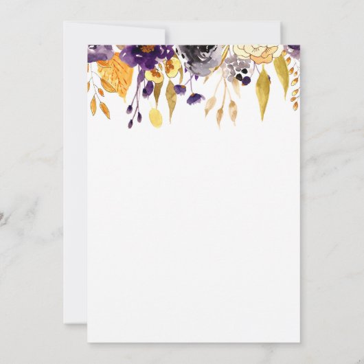 Invitation florale chic de Boho violet et jaune (Dos)