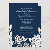 Invitation florale chic de Fête de la mariée (Devant / Derrière)