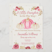 Invitation Florale Citrouille Rose Et Bourgogne (Devant / Derrière)