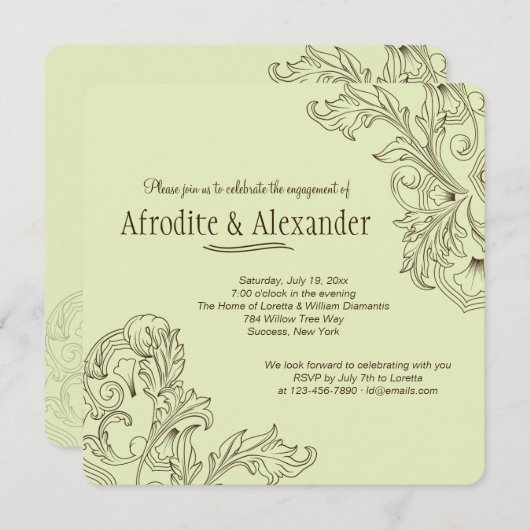 Invitation florale classique (Devant / Derrière)