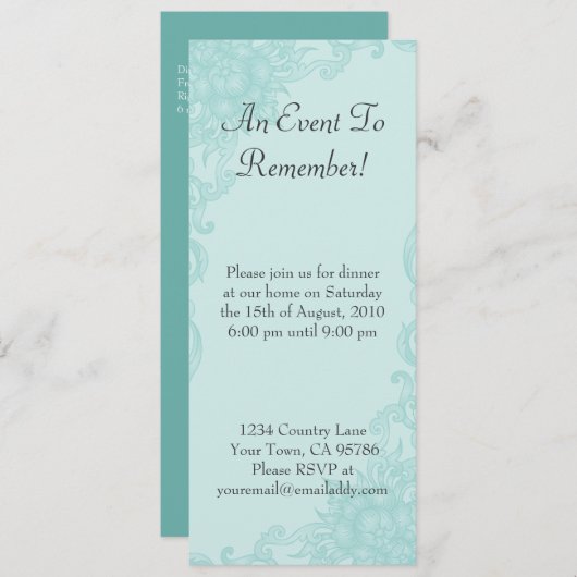 Invitation florale classique de dîner d'élégance (Devant / Derrière)