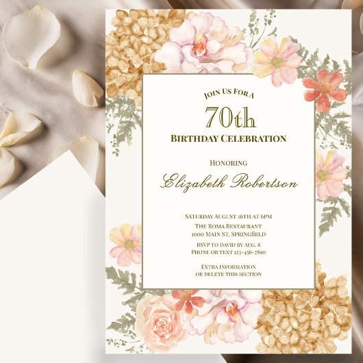Invitation Florale Couleurs d'Automne pour 70e Ann