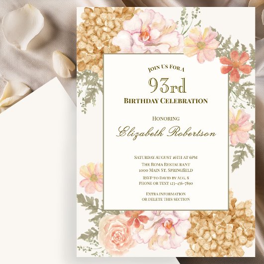 Invitation Florale Couleurs d'Automne pour 93e Ann