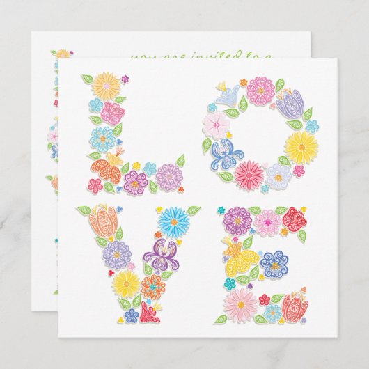 Invitation florale d'AMOUR (Devant / Derrière)