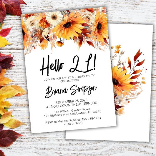 Invitation florale d'anniversaire 21 ans