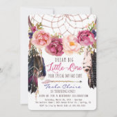 Invitation florale d'anniversaire de Boho (Devant)