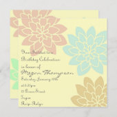 Invitation florale d'anniversaire de couleur multi (Devant / Derrière)