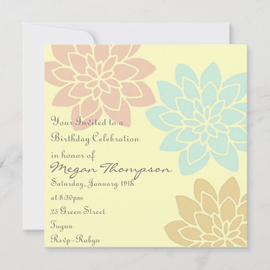 Invitation florale d'anniversaire de couleur multi (Devant)