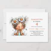 Invitation florale d'anniversaire de fille fée mag (Devant)