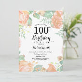 Invitation florale d'anniversaire de pêche (Debout devant)