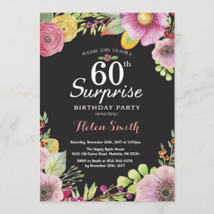 Invitation florale d'anniversaire de surprise