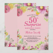 Invitation florale d'anniversaire de surprise (Devant / Derrière)