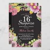 Invitation florale d'anniversaire de surprise (Devant / Derrière)