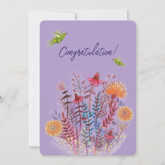 invitation florale d'anniversaire mignon (Devant)