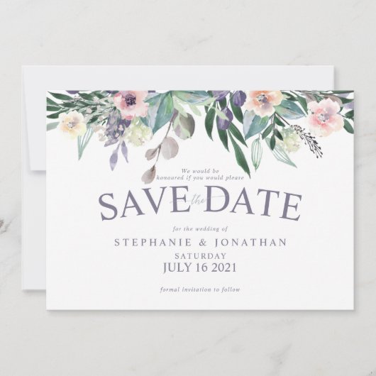 Invitation florale d'aquarelle (Devant)