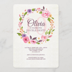 Invitation florale d'aquarelle colorée