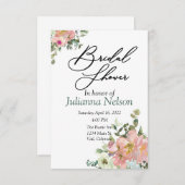 Invitation florale d'aquarelle de couleur blanche  (Devant / Derrière)