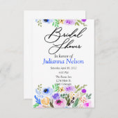 Invitation florale d'aquarelle violette et bleue (Devant / Derrière)