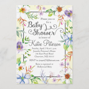 Invitation florale de baby shower