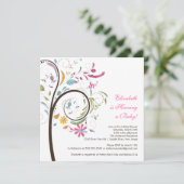 Invitation florale de baby shower d'arbre de (Debout devant)