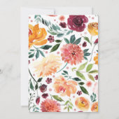 Invitation florale de baby shower d'automne de (Dos)