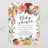 Invitation florale de baby shower d'automne de (Devant / Derrière)