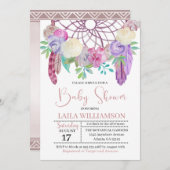 Invitation florale de baby shower de Boho (Devant / Derrière)