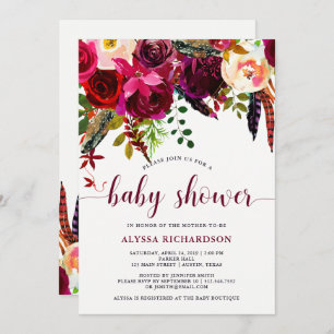 Invitation florale de baby shower de Boho  