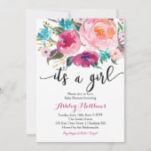 Invitation florale de baby shower de boho rose (Devant)