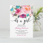 Invitation florale de baby shower de boho rose (Debout devant)