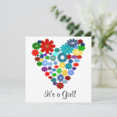 Invitation florale de baby shower de coeur de (Debout devant)