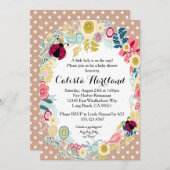 Invitation florale de baby shower de fille de (Devant / Derrière)