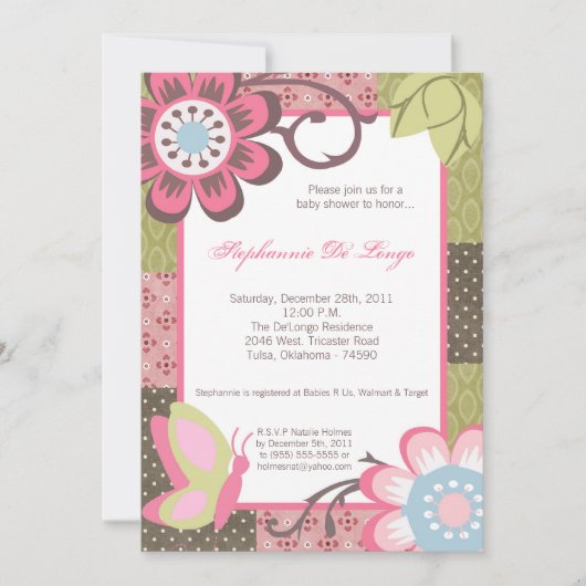 Invitation florale de baby shower de fleur de (Devant)