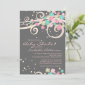Invitation florale de baby shower de remous de (Debout devant)