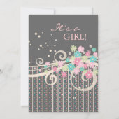 Invitation florale de baby shower de remous de (Dos)